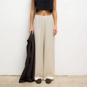 NEW Leset Barb Wide Leg Satin Pant in Creme